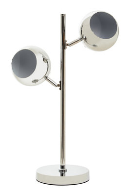 Orsina Chrome Table Lamp With Dual Metal Dome ShadesAdjustable Arched Twin Light Table LampChrome Finish Lamp from B&Q