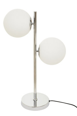 Orsina White Glass And Chrome Table LampTwin Globe Modern Lamp With Sturdy BaseSleek Chrome Finish Table Light from B&Q