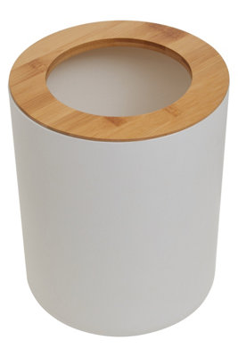 Orsina White Bamboo Fibre Dust BinOpen Top Eco Waste Bin For Bedroom Or Kids RoomMinimalist Recycling Bin from B&Q