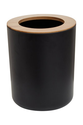 Orsina Black Bamboo Fibre Waste BinMinimalist Recycling BinIndoor Bin For Everyday RubbishCompact Dust Bin from B&Q