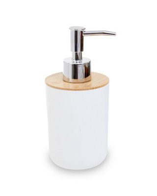 Orsina Subtle White Soap Dispenser With Bamboo Fibre Body Liquid Soap Pump For Hand WashMoisturizer Dispenser from B&Q