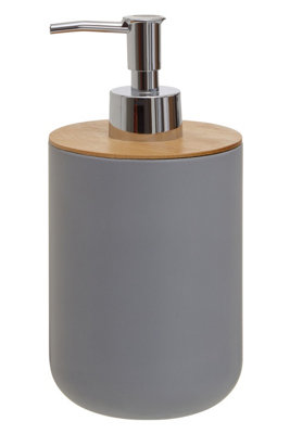 Orsina Grey Soap Dispenser With Silver Pump500Ml Bamboo Fibre Hand Soap DispenserSturdy Bathroom Accessory from B&Q