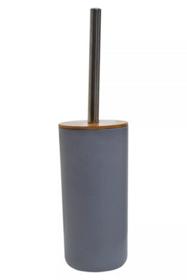 Orsina Grey Bamboo Toilet Brush HolderBathroom Cleaning Set With Bristles & Wooden Handle Compact Loo Brush from B&Q