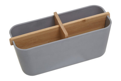 Premier Housewares Interiors By Premier Detachable Organizer With 4 Compartments, Bamboo Fibre Storage Organizer, Sub-Grid Drawer Organizer Grey