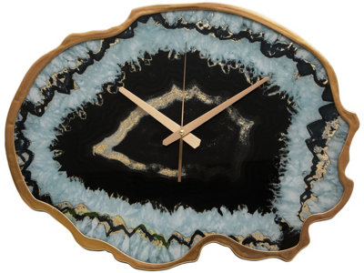 Orsina Celina Black And Gold Agate Effect Wall Clock from B&Q