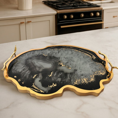 Orsina Celina Black And Gold Tray from B&Q