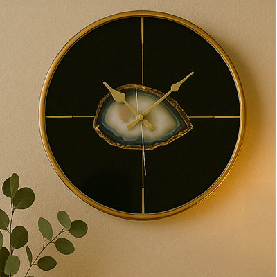 Orsina Celina Black And Gold Round Wall Clock from B&Q