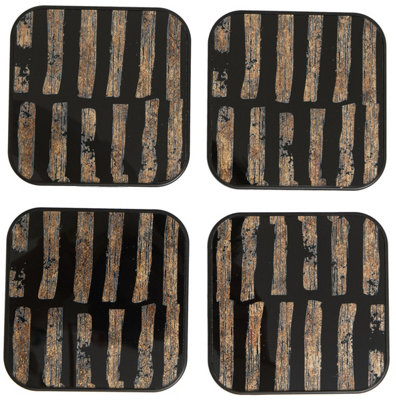 Orsina Celina Set Of Four Square Black And Gold Coasters from B&Q