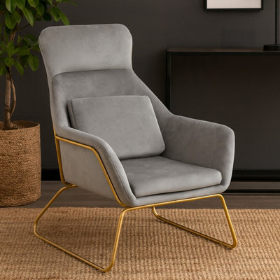 Orsina Grey Velvet ArmchairEasy Care Velvet Accent ArmchairIndoor Dining With Velvet Bedroom Chair from B&Q