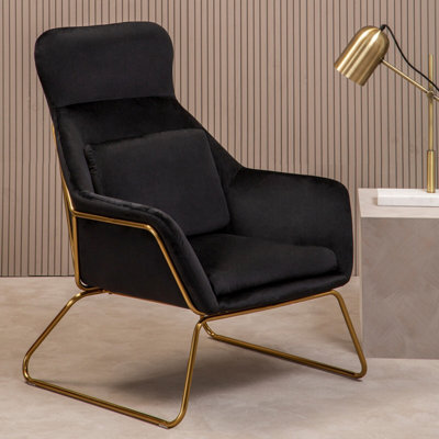 Orsina Sturdy Black Velvet ArmchairEasy Care Velvet Accent ArmchairIndoor Dining With Velvet Bedroom Chair from B&Q