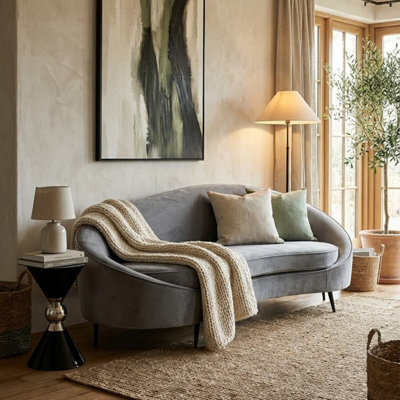 Orsina Hasina Three Seat Grey Velvet Sofa from B&Q
