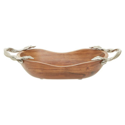 Orsina Acacia Wood Fruit BowlHandcrafted Wooden BowlOval Bowl For Fruit DisplayDecorative Wooden Tableware from B&Q