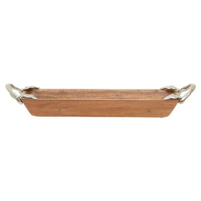 Orsina Acacia Wood Rectangular DishWooden Serving TrayElegant Food PlatterPolished Timber Display Board from B&Q