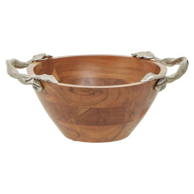 Orsina Luxe Acacia Wood Medium Bowl With Side HandlesDecorative Wood BowlCenterpiece BowlVersatile Salad Bowl from B&Q