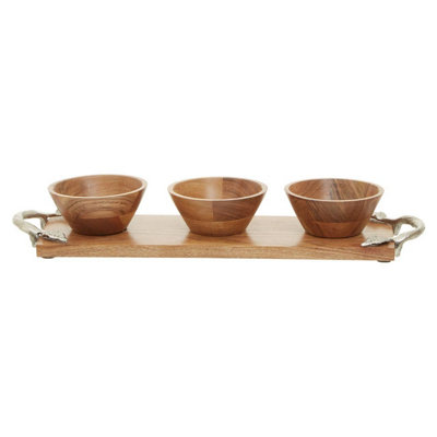 Orsina Vine Acacia Wood Serving Dish Set from B&Q