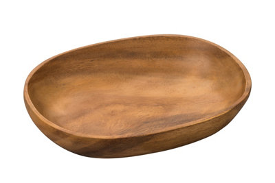 Orsina Acacia Wood Oval Serving DishHandcrafted Natural Wooden Bowl For Serving Snacks & Salads from B&Q