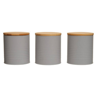 Orsina Durable Set Of Three Grey CannistersStylish Design Kitchen CanistersSecured Storage Canister Set from B&Q