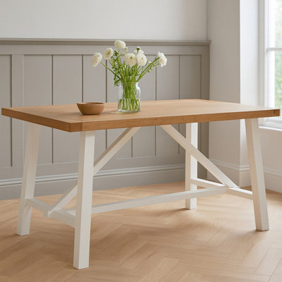Orsina Natural Oak Dining TableSturdy Birch Wood Base Dining TableDining Table With Contrasting Appeal from B&Q