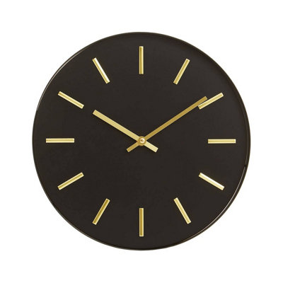 Orsina Black And Gold Wall ClockStylish Clock For Livingroom WallFunctional Kitchen ClockVersatile Big Clock from B&Q