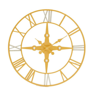 Orsina Gold And Silver Wall ClockRound Analogue Clock With Roman Numerals & Spade HandsSilent Wall Clock from B&Q