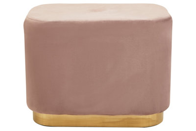 Premier Housewares Interiors By Premier Dusty Pink Square Stool With Gold BaseVelvet Upholstered Makeup StoolPouffe Footstool With Modern Link from B&Q