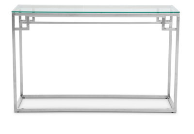 Orsina Allure Tempered Glass Silver Finish Console Table from B&Q