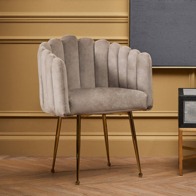 Orsina Mink Velvet Dining ChairModern Chair With Golden LegsLasting Accent Chair For HomeOffice from B&Q