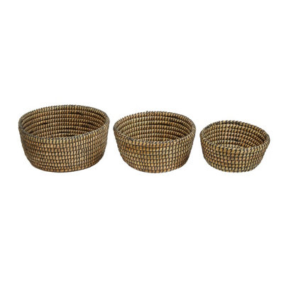 Orsina Set Of Three Straw Baskets With Black Detail from B&Q