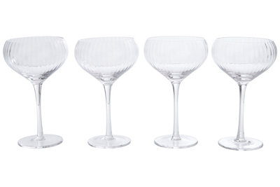 Orsina Set Of 4 Cocktail Glasses320Ml Fluted Stemware Set With Clear GlassLightweight Cocktail Glassware Set from B&Q