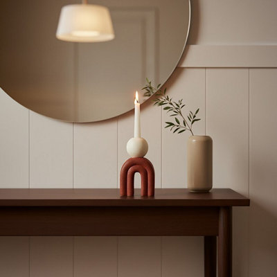 Orsina Modern White Candle Holder With Red BaseAntique Candle Holder For Living RoomLarge Candle Holder For Home from B&Q