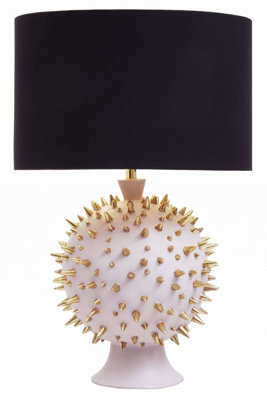 Orsina Modern Table Lamp With Gold SpikesBlack Drum Shade With Pink Globe BaseDecorative Accent Lamp from B&Q