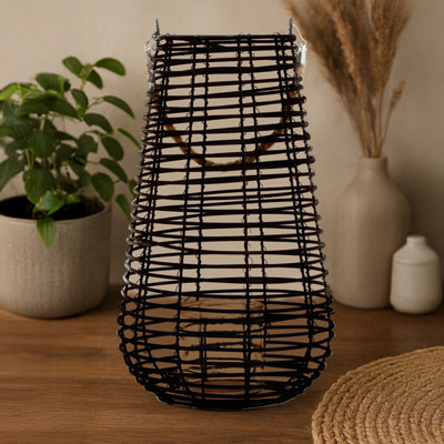 Orsina Lentigo Large Black Rattan Lantern from B&Q
