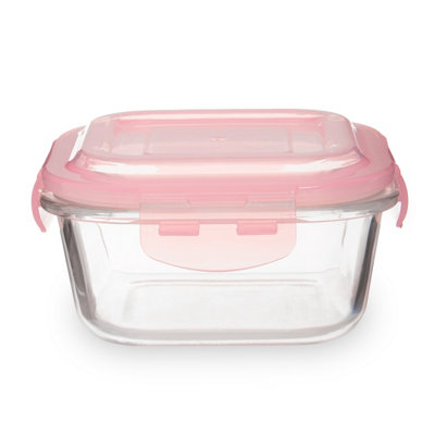 Orsina 800Ml Square Food Storage ContainerBpa-Free Pp Pink Lid Kitchen Food Storage ContainerFood Containers from B&Q