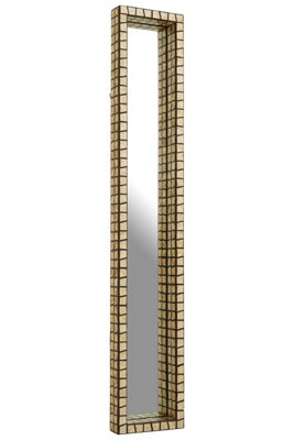Orsina Tall Black Wall Mirror With Shell Mosaic InlayRectangular Decorative Mirror For Hallway Or Bedroom from B&Q