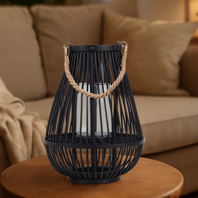 Orsina Lentigo Small Black Bamboo Lantern from B&Q