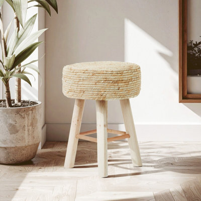 Orsina Stylish Natural Corn Rope StoolDurable Kitchen Stool For BedroomVersatile Design Stool For Guests from B&Q