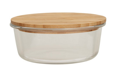 Orsina 950Ml Round Glass Container With Bamboo LidGlass Container With Airtight LidAirtight Glass Container from B&Q