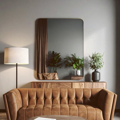 Orsina Ella Wall MirrorGoldWoodGlassMetal from B&Q