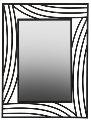 Orsina Logan Wall MirrorClearBlackGlassWoodMetal from B&Q