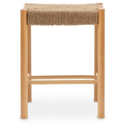 Orsina Comfortable Contemporary Natural Wood StoolHandwoven  Bedroom StoolEasy To Maintain Lounge Stool from B&Q