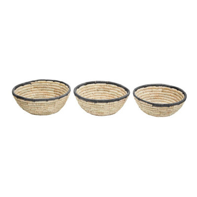 Orsina Set Of 3 Palm Leaf Baskets With Black Trim from B&Q