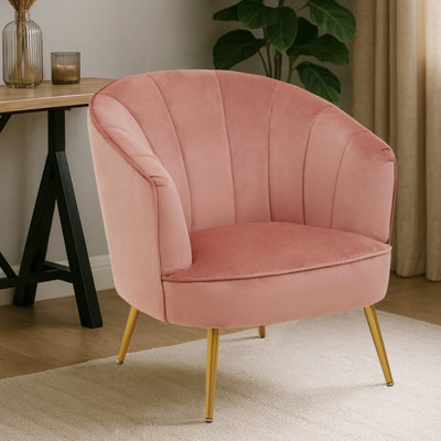 B&Q -  Durable Yolanda Pink Velvet ChairExquisite & Cozy Desk Chair Pink VelvetEasy To Clean Pink Velvet Chair