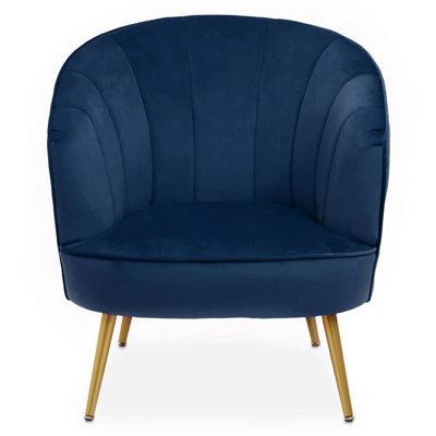 Premier Housewares Interiors By Premier Modern Yolanda Midnight Velvet Chair, Exquisite & Cozy Desk Chair Velvet, Easy To Clean Velvet Accent Chair Gold