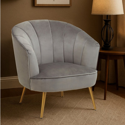 Premier Housewares Interiors By Premier Versatile Yolanda Velvet Chair, Exquisite & Cozy Desk Chair Velvet, Easy To Clean Velvet Accent Chair Grey