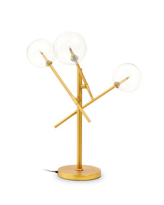 Orsina Luxe Brass Finish Table LampThree Bulb Table Light With Glass Spherical ShadesMetal And Glass Table Lamp from B&Q