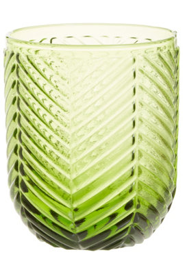 Orsina Unique Set Of Four Green TumblersVintage-Inspired 4 Pack Crystal TumblersRibbed Crystal Drinking Glasses from B&Q