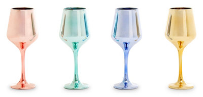 Orsina Set Of Four Wine Glasses In Assorted ColoursReflective Glassware For ChampagneColored Drinking Glasses from B&Q
