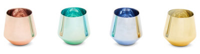 Orsina Set Of 4 Glass Tumblers In Assorted ColoursRibbed Drinking Glass SetVibrant Colored Drinking Glasses from B&Q