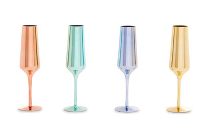 Orsina Set Of Four Glass Champagne Flutes In Assorted ColoursTapered Crystal Champagne Glasses With Sleek Stems from B&Q