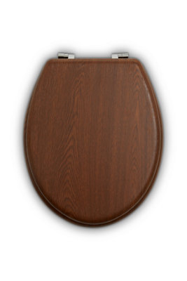 Orsina  Dark Oak Toilet SeatRich Veneer Woodgrain Finish Toilet LidSolid Mdf Toilet CoverRound Toilet Seat from B&Q